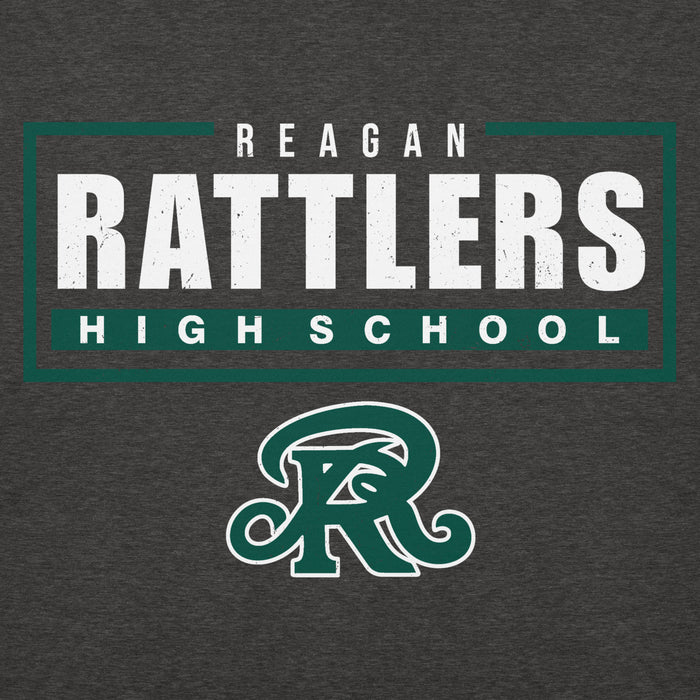 Close-up view of Reagan High School Rattlers Dark Grey Premium Unisex Hoodie 049