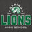 Close-up view of Spring High School Lions Dark Grey Heather Premium Unisex Hoodie 222