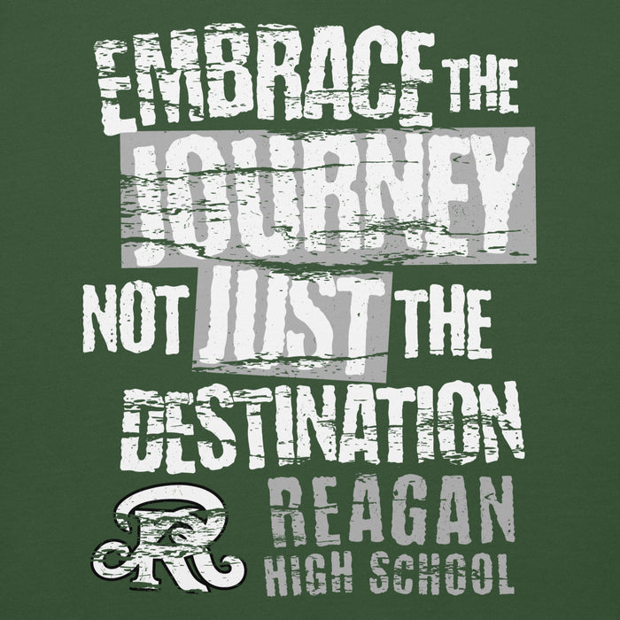 Close-up view of Reagan High School Rattlers Forest Green Unisex Hoodie 232