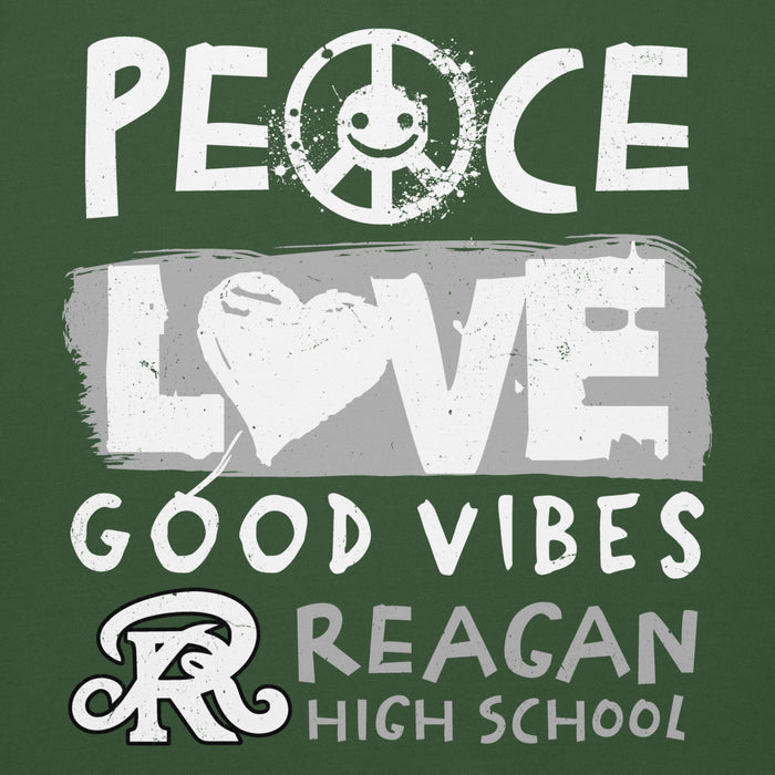 Close-up view of Reagan High School Rattlers Forest Green Unisex Hoodie 240