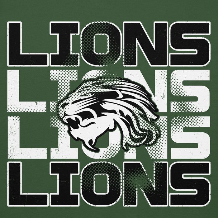 Close-up view of Spring High School Lions Forest Green Premium Unisex Hoodie 233