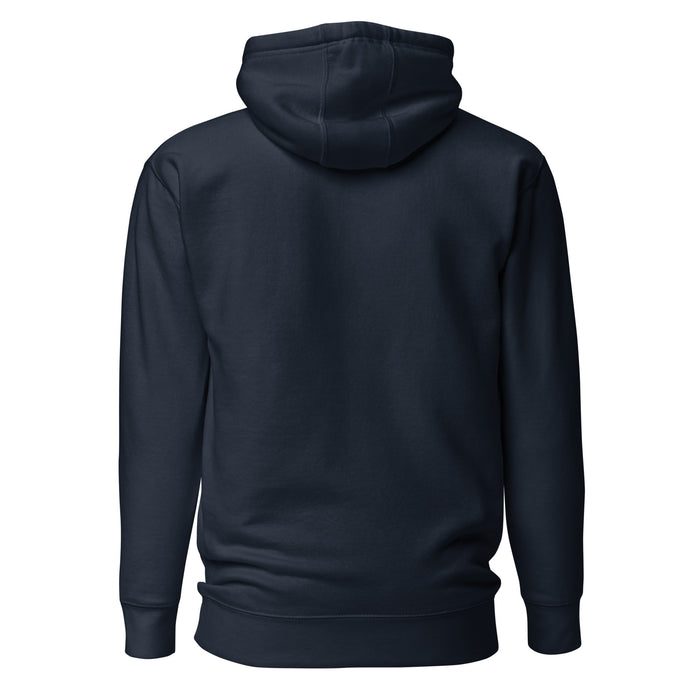 Back view of Seven Lakes High School Spartans Navy Blue Premium Unisex Hoodie 206