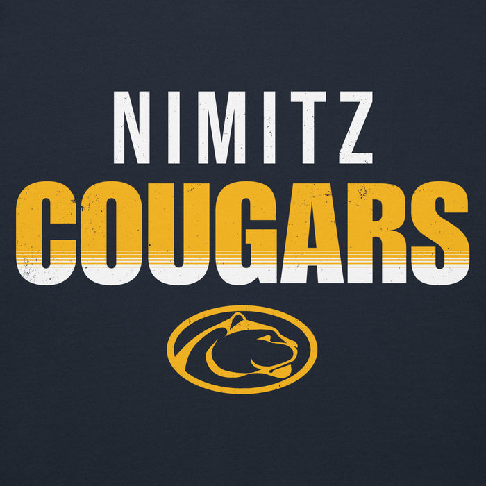 Close-up view of Nimitz High School Cougars Navy Blue Premium Unisex Hoodie 024