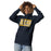 Woman wearing Nimitz High School Cougars Navy Blue Premium Unisex Hoodie 098