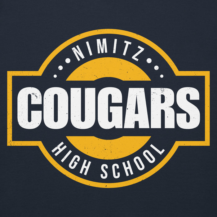 Close-up view of Nimitz High School Cougars Navy Blue Premium Unisex Hoodie 011