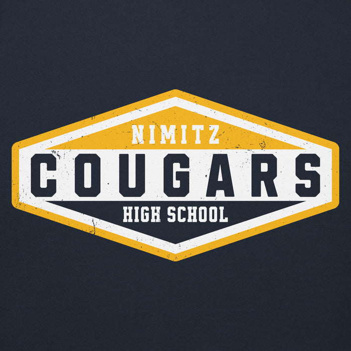 Close-up view of Nimitz High School Cougars Navy Blue Premium Unisex Hoodie 009