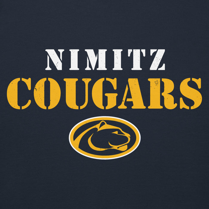 Close-up view of Nimitz High School Cougars Navy Blue Premium Unisex Hoodie 017
