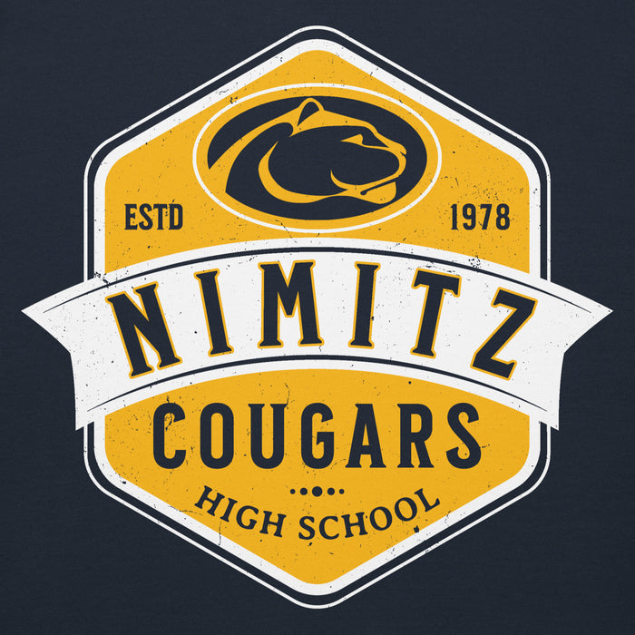 Close-up view of Nimitz High School Cougars Navy Blue Premium Unisex Hoodie 209
