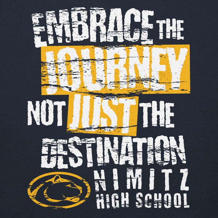 Close-up view of Nimitz High School Cougars Navy Blue Premium Unisex Hoodie 232