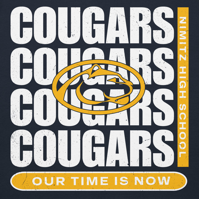 Close-up view of Nimitz High School Cougars Navy Blue Premium Unisex Hoodie 235