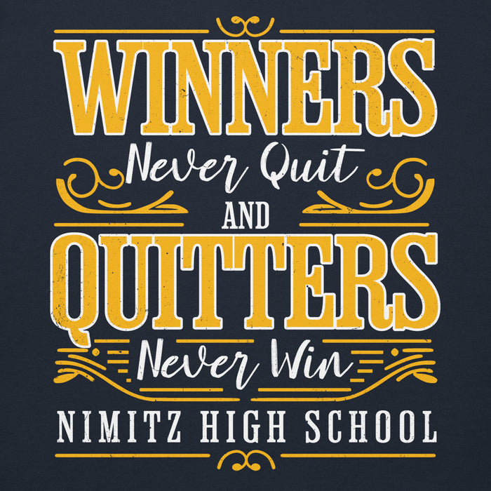 Close-up view of Nimitz High School Cougars Navy Blue Premium Unisex Hoodie 237