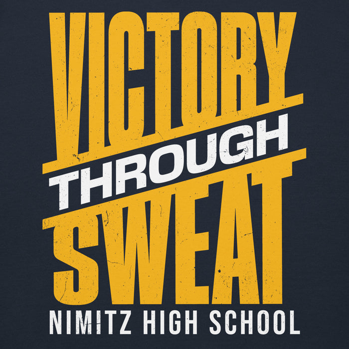 Close-up view of Nimitz High School Cougars Navy Blue Premium Unisex Hoodie 241