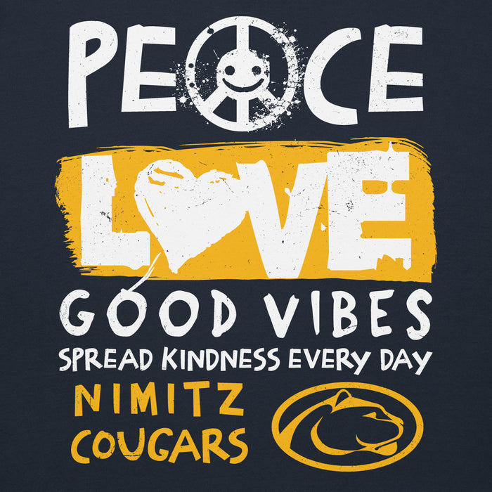 Close-up view of Nimitz High School Cougars Navy Blue Premium Unisex Hoodie 240