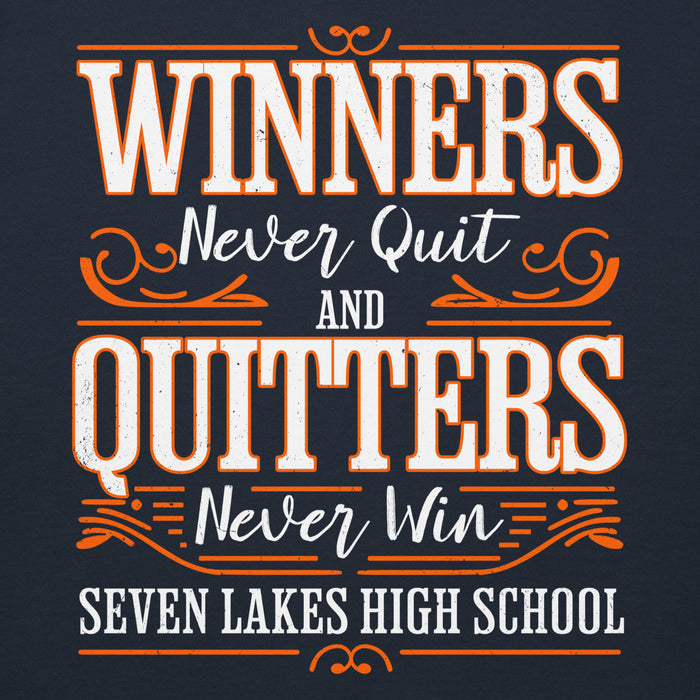 Close-up view of Seven Lakes High School Spartans Navy Blue Premium Unisex Hoodie 237
