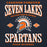 Close-up view of Seven Lakes High School Spartans Navy Blue Premium Unisex Hoodie 230