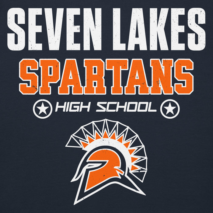 Close-up view of Seven Lakes High School Spartans Navy Blue Premium Unisex Hoodie 003