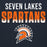 Close-up view of Seven Lakes High School Spartans Navy Blue Premium Unisex Hoodie 024
