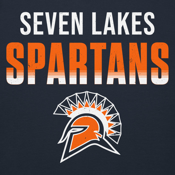 Close-up view of Seven Lakes High School Spartans Navy Blue Premium Unisex Hoodie 024