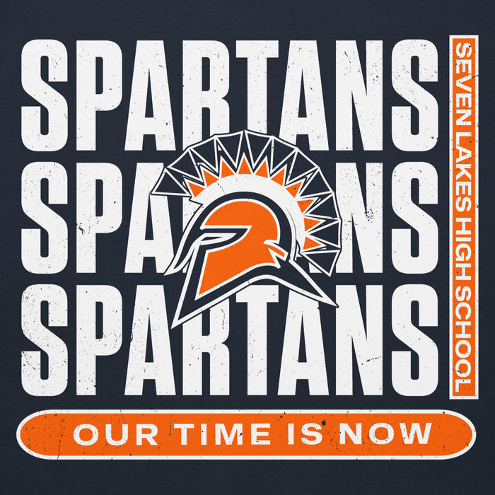 Close-up view of Seven Lakes High School Spartans Navy Blue Premium Unisex Hoodie 235