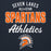 A dark navy graphic print featuring the text 'SEVEN LAKES ALL STAR SPARTANS Athletics' in white and orange, with a Spartan helmet logo at the bottom. Seven Lakes High School Spartans Navy Blue Premium Unisex Hoodie 034
