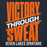 A dark navy graphic print featuring the motivational phrase 'VICTORY THROUGH SWEAT' in distressed orange and white lettering, with 'SEVEN LAKES SPARTANS' written below in white. Seven Lakes High School Spartans Navy Blue Premium Unisex Hoodie 241