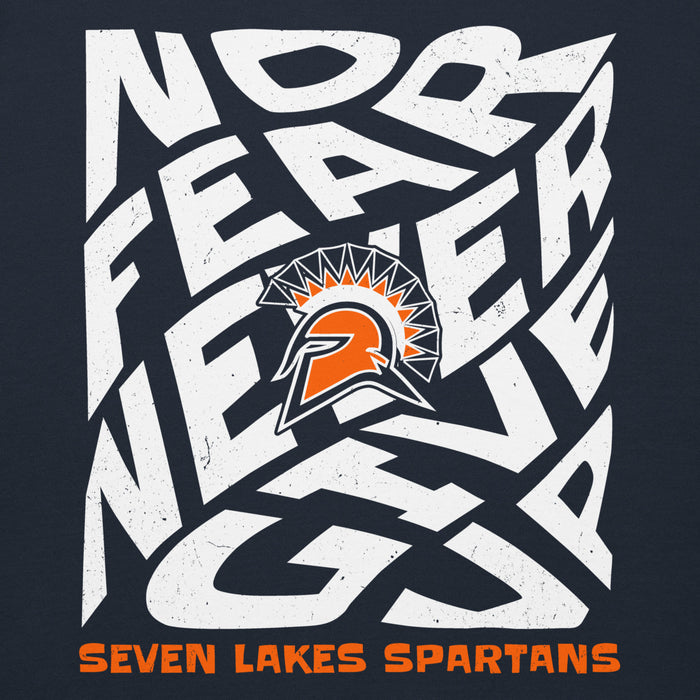 Close-up view of Seven Lakes High School Spartans Navy Blue Premium Unisex Hoodie 236