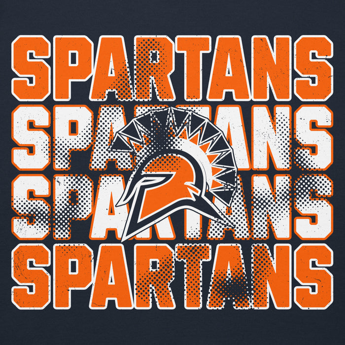 Close-up view of Seven Lakes High School Spartans Navy Blue Premium Unisex Hoodie 233
