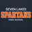 Close-up view of Seven Lakes High School Spartans Navy Blue Premium Unisex Hoodie 002