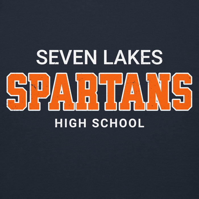 Close-up view of Seven Lakes High School Spartans Navy Blue Premium Unisex Hoodie 002