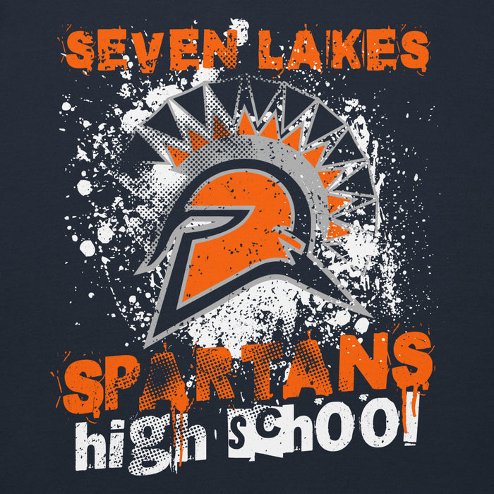 Close-up view of Seven Lakes High School Spartans Navy Blue Premium Unisex Hoodie 205