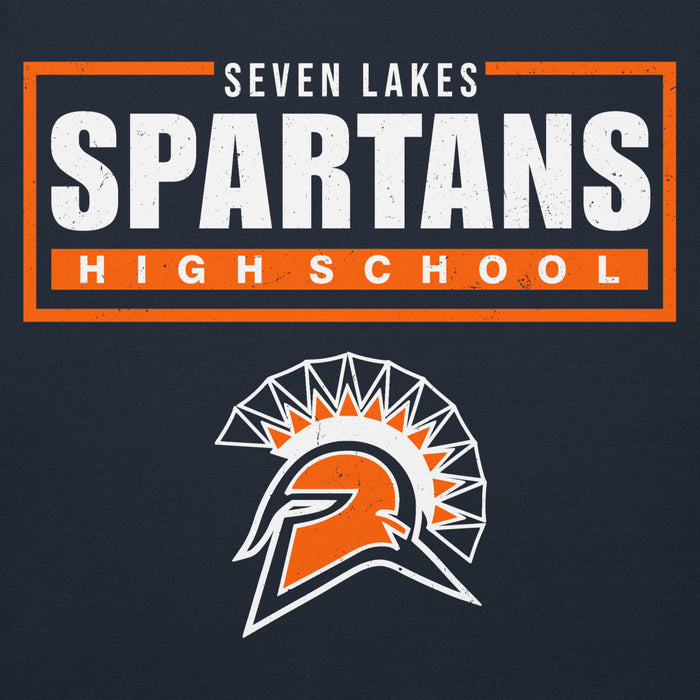 Close-up view of Seven Lakes High School Spartans Navy Blue Premium Unisex Hoodie 049