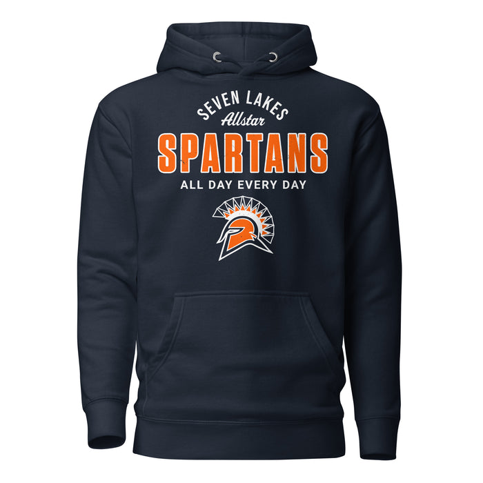 Seven Lakes High School Spartans Navy Blue Premium Unisex Hoodie 040