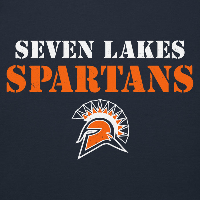 Close-up view of Seven Lakes High School Spartans Navy Blue Premium Unisex Hoodie 017