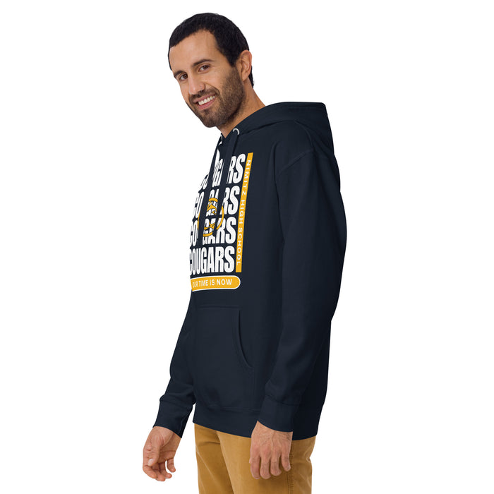 Man wearing Nimitz High School Cougars Navy Blue Premium Unisex Hoodie 235