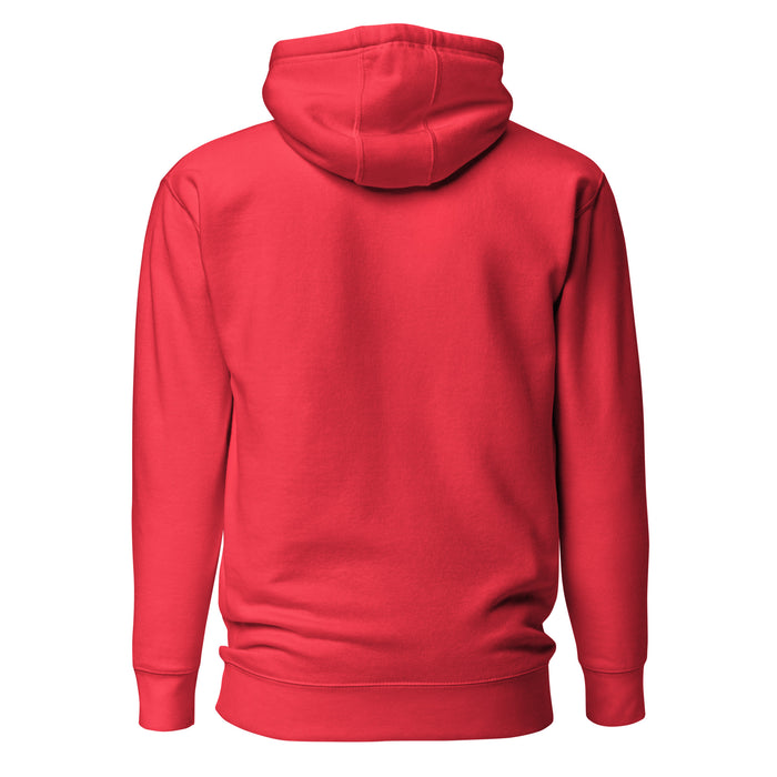 Back view of Oak Ridge High School War Eagles Red Premium Unisex Hoodie 223