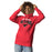 Woman wearing North Shore High School Mustangs Red Premium Unisex Hoodie 234