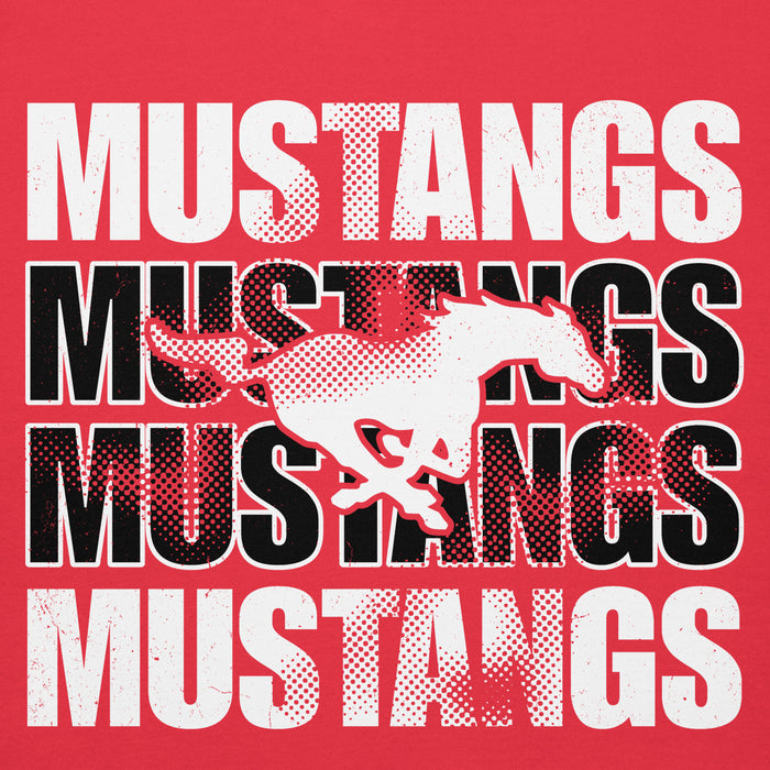 Close-up view of North Shore High School Mustangs Red Premium Unisex Hoodie 233