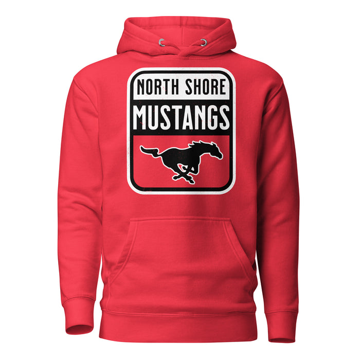 North Shore High School Mustangs Red Premium Unisex Hoodie 001