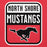 Close-up view of North Shore High School Mustangs Red Premium Unisex Hoodie 001