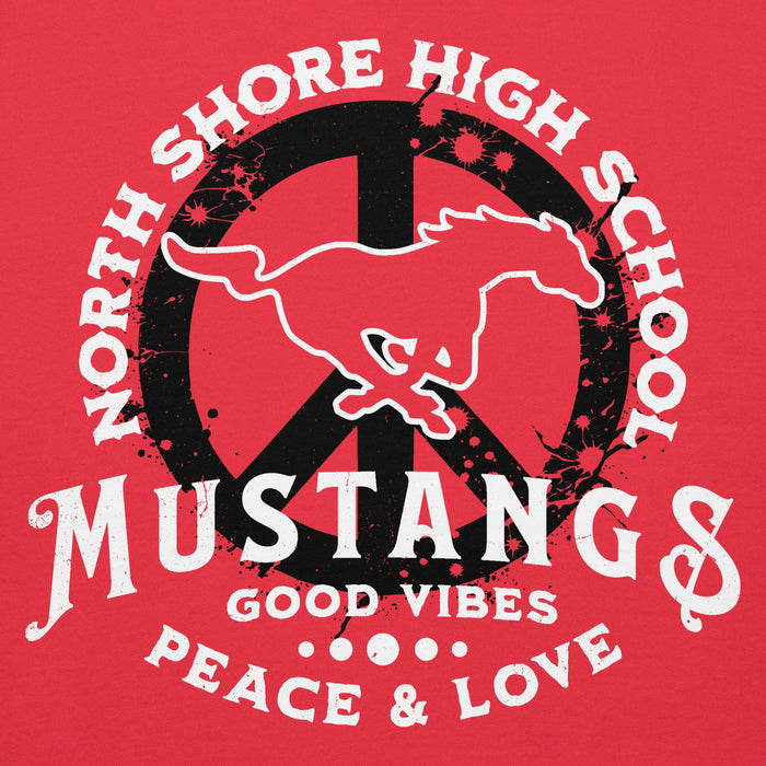 Close-up view of North Shore High School Mustangs Red Premium Unisex Hoodie 206