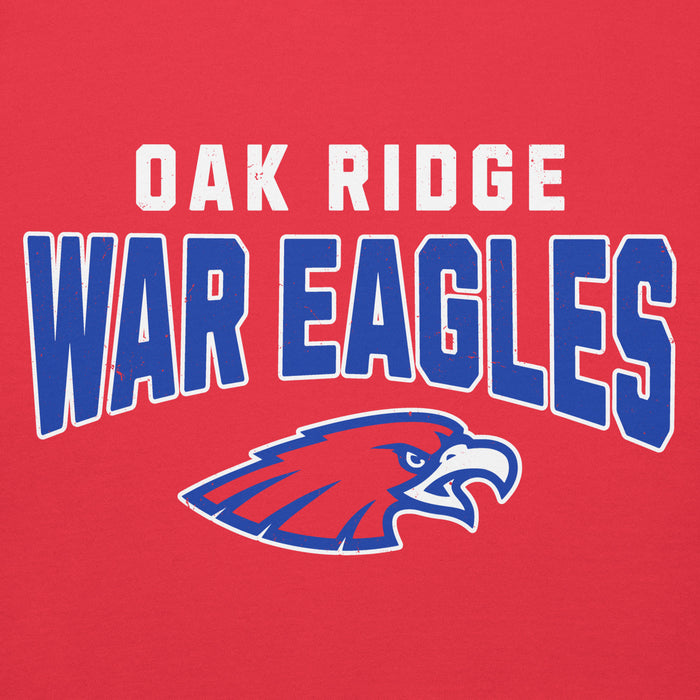 Close-up view of Oak Ridge High School War Eagles Red Premium Unisex Hoodie 234
