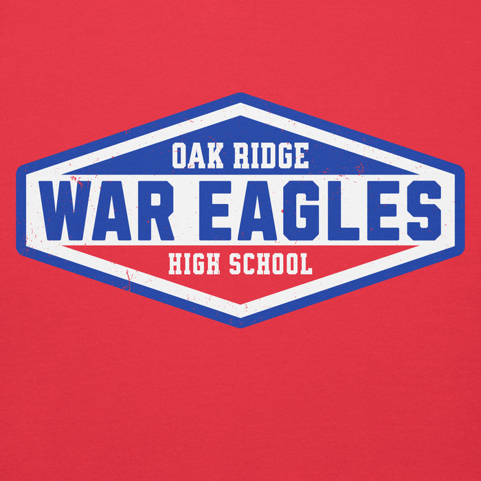 Close-up view of Oak Ridge High School War Eagles Red Premium Unisex Hoodie 009