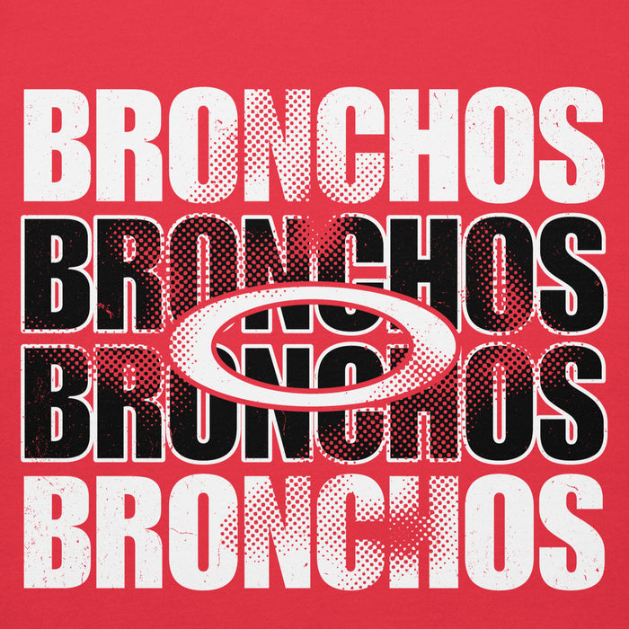 Close-up view of Odessa High School Bronchos Red Premium Unisex Hoodie 233