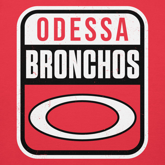 Close-up view of Odessa High School Bronchos Red Premium Unisex Hoodie 001