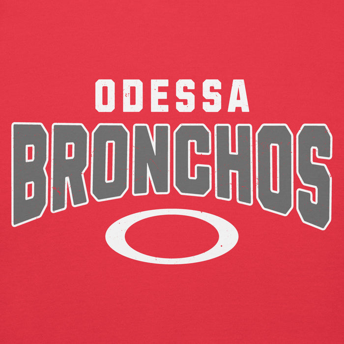Close-up view of Odessa High School Bronchos Red Premium Unisex Hoodie 234
