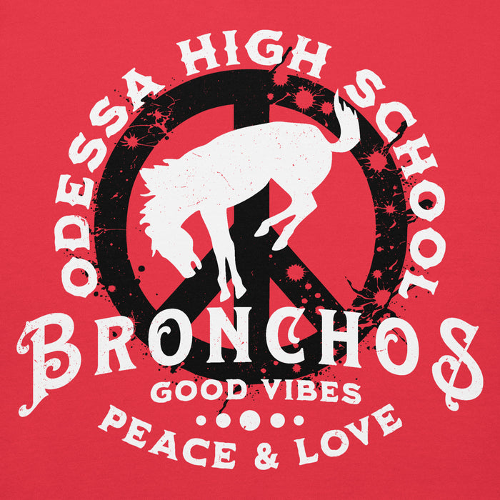 Close-up view of Odessa High School Bronchos Red Premium Unisex Hoodie 206