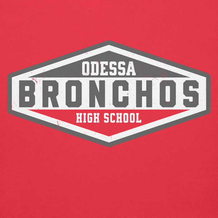 Close-up view of Odessa High School Bronchos Red Premium Unisex Hoodie 009