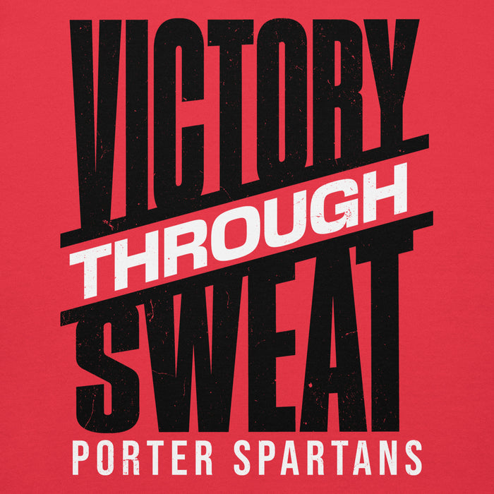 Close-up view of Porter High School Spartans Red Premium Unisex Hoodie 241