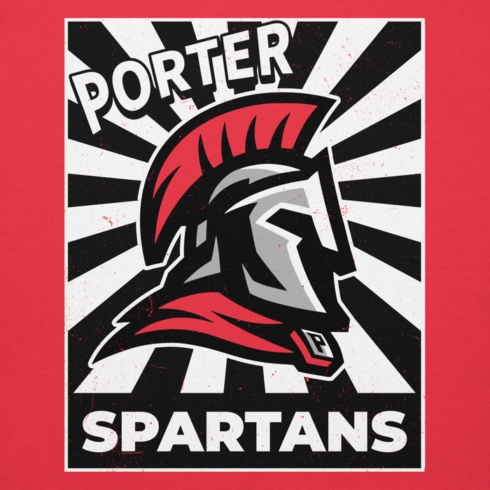 Close-up view of Porter High School Spartans Red Premium Unisex Hoodie 226