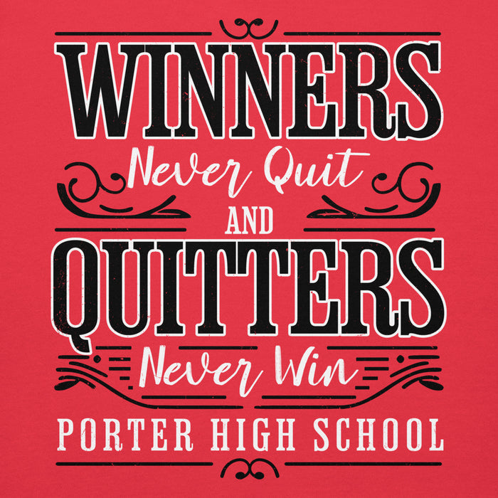Close-up view of Porter High School Spartans Red Premium Unisex Hoodie 237